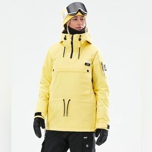 DOPE Yellow Hooded Snow Pullover Jacket with Black Trim